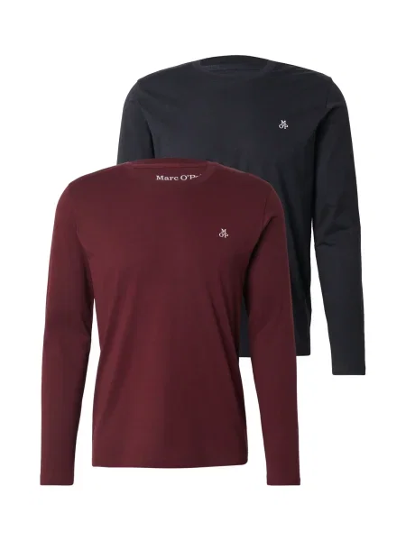 Marc O'Polo Tricou roșu bordeaux alb negru