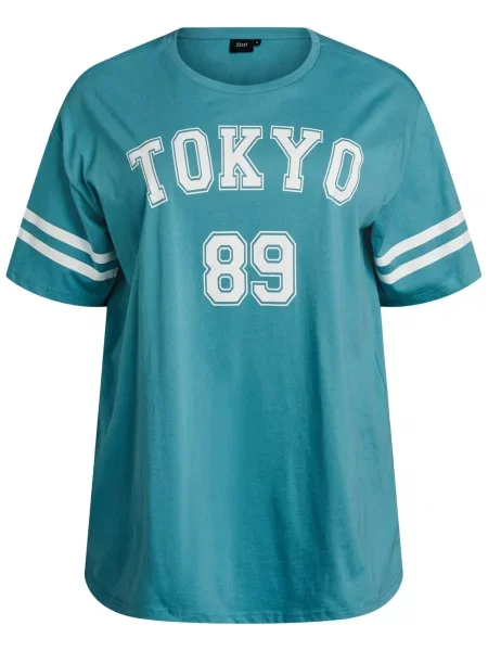 Zizzi Tricou supradimensional Enilla azuriu alb