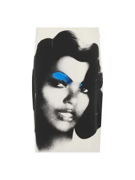 Jedwabna spódnica ołówkowa Versace z nadrukiem biała