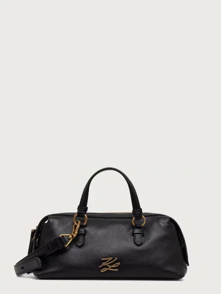 Geanta crossbody Karl Lagerfeld din piele cu autograf negru