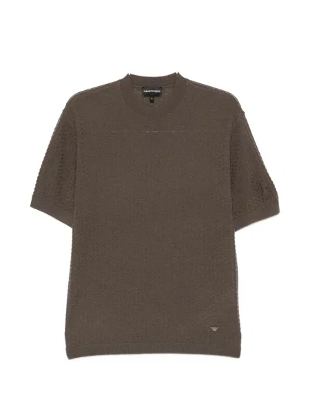 Cămașă Emporio Armani de lână maro