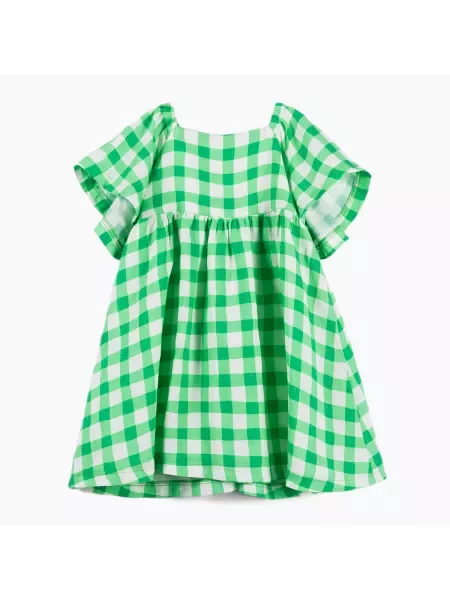Sukienka dziecięca KID STORY Lniana green grid zielona