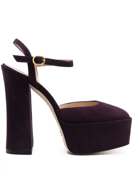 Pantofi cu toc Stuart Weitzman din piele de căprioară cu platformă violet