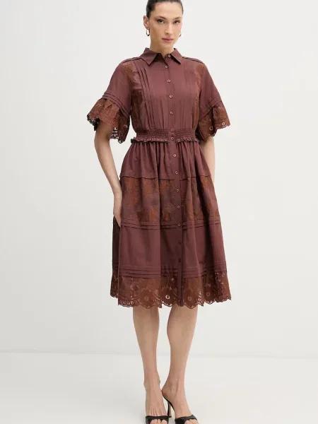 Silvian Heach sukienka letnia FISIA brązowa
