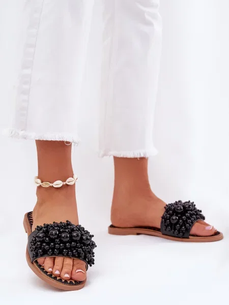 Сандали Boto с перли черно