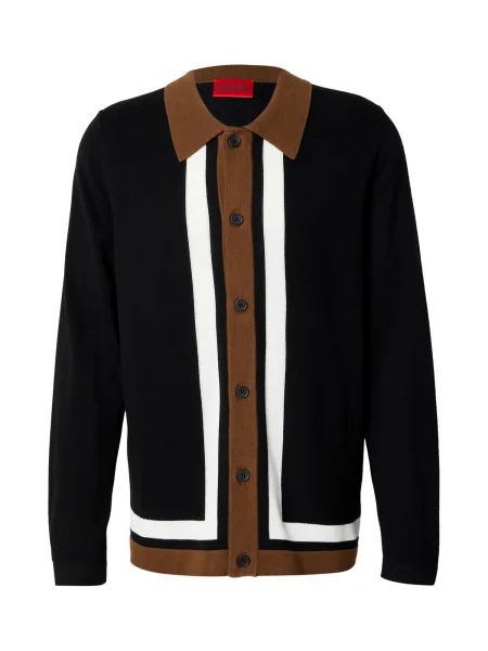 HUGO Kardigán Splon konyak / fekete fehér