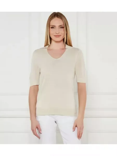 Calvin Klein Bluză cu adaos de mătase bej