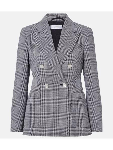 Sacou Max Mara de lână în carouri negru