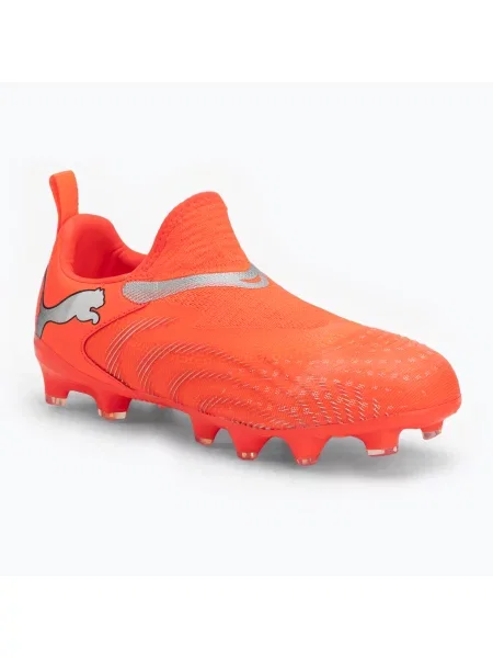 Încălțăminte de fotbal pentru copii PUMA Future 9 Match LL FG/AG Jr glowing red/puma white/puma black/puma silver alb