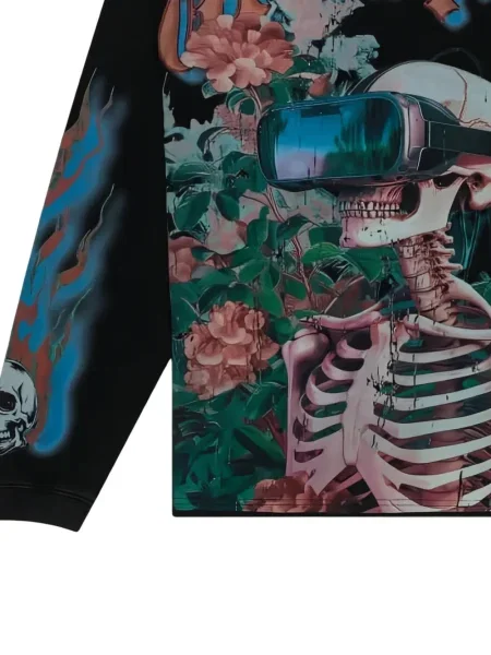Tricou Godspeed cu model floral cu imagine negru