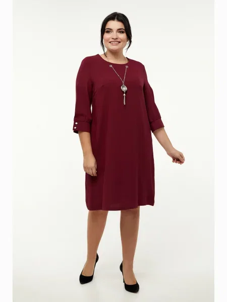 Сукня міді All Posa віскоза/поліестер бордовий