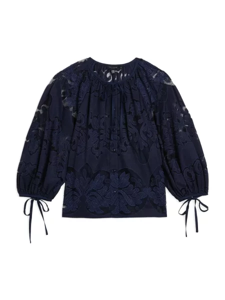 Bluză Ted Baker din dantelă albastru