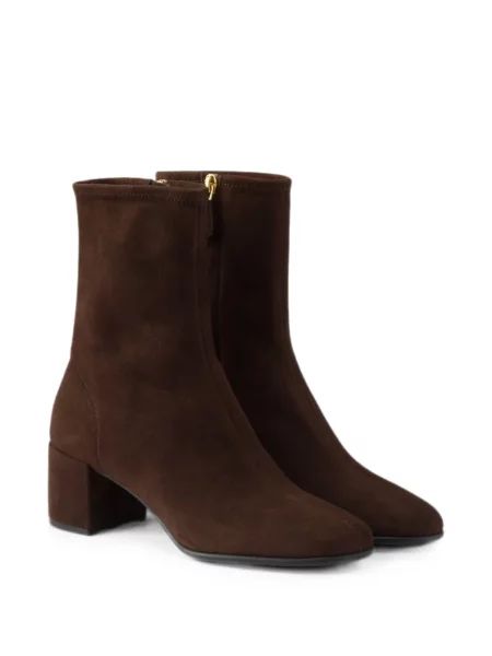 Botine Prada din piele de căprioară maro