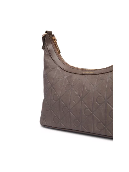 Calvin Klein Τσάντα Emblem Aop Sueded Shoulder Bag μπεζ