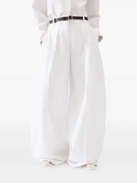 Pantaloni Jacquemus plisate alb