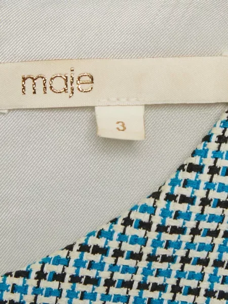 Mała sukienka mini Maje w kratkę garniturowa niebieska