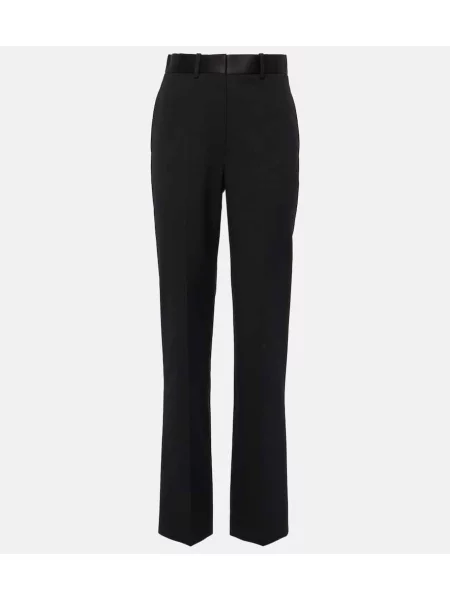 Pantaloni Victoria Beckham cu talie înaltă de lână negru