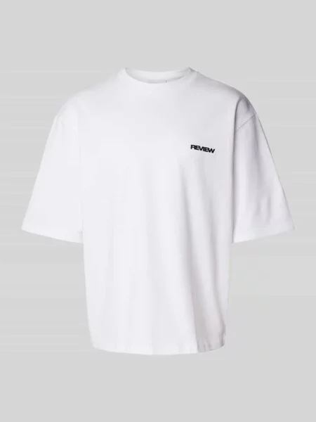 T-shirt o kroju oversized z nadrukiem z logo Review biała