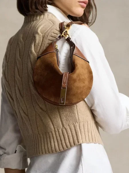 Кожаная сумка хобо Polo Ralph Lauren