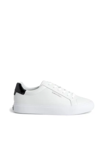 Sneakerși Calvin Klein cu șireturi din piele alb