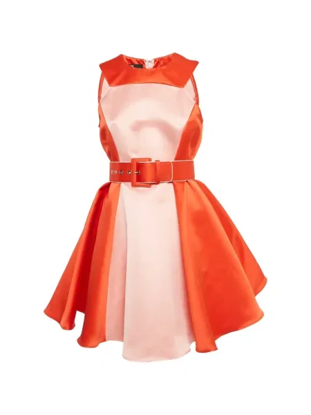 Cu centură rochie mini Elisabetta Franchi evazată portocaliu