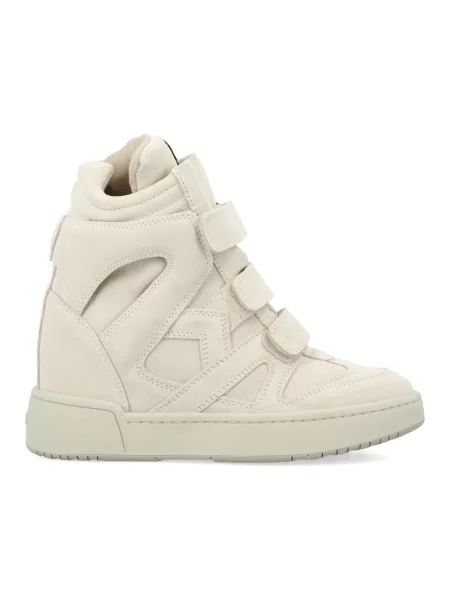 Sneakersy Isabel Marant skórzane na koturnie beżowe
