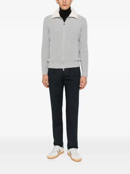 Gulerat cardigan Vengera tricotate gri
