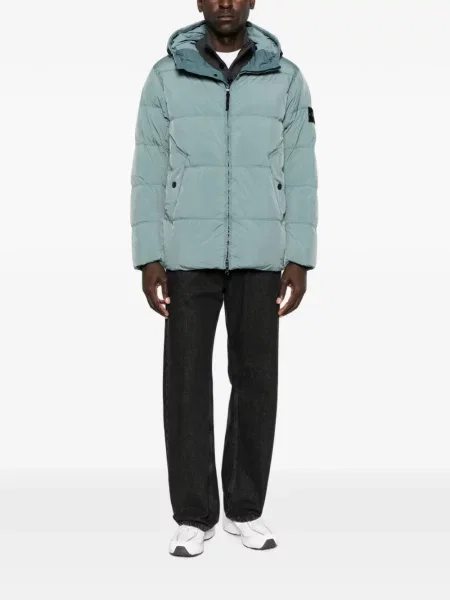 Geacă Stone Island cu glugă cu strasuri albastru