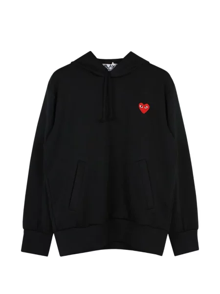 Hanorac cu glugă Comme Des Garcons Play cu motiv cu inimi negru