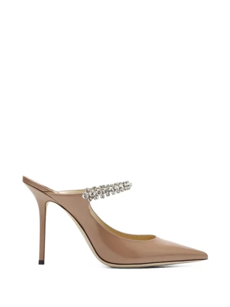 Papuci tip mules Jimmy Choo din piele cu bretele roz