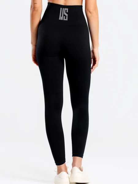 Legginsy bezszwowe prążkowane Sunset czarne