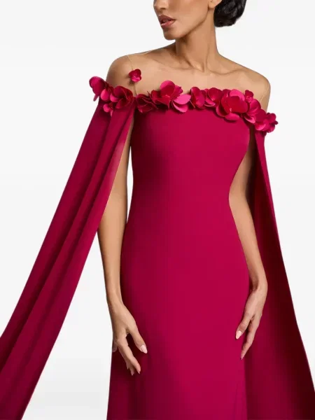 Rochie Cristallini cu model floral cu aplicații roz