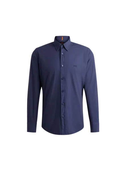 Koszula Boss Orange casual z kołnierzykiem włoskim niebieska