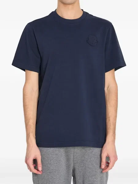 Tricou Moncler cu broderie albastru