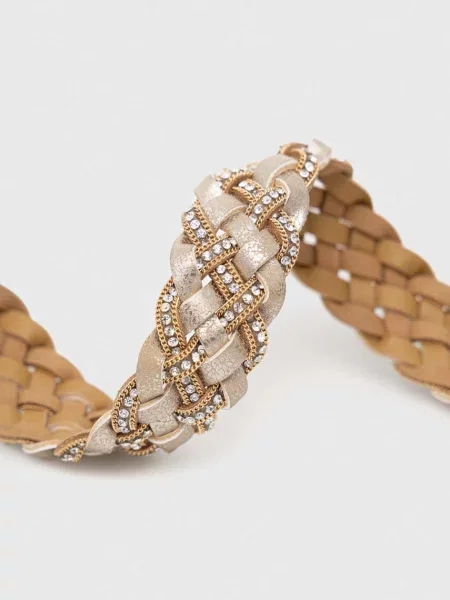 Ремінь Morgan з ремінцями бежевий