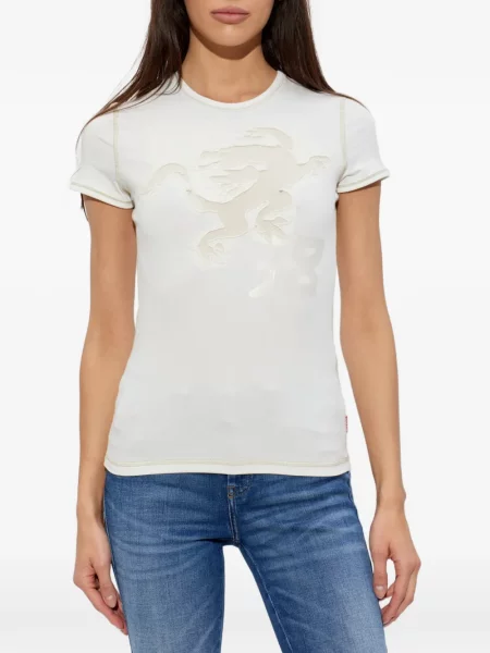 Tricou Diesel cu aplicații alb