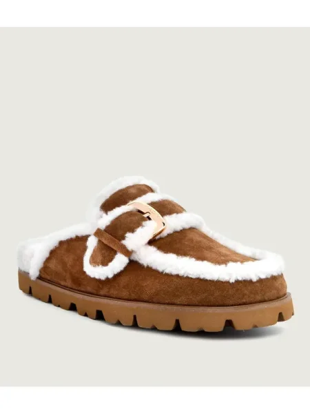 Marc Cain De piele papuci de casă | shearling maro