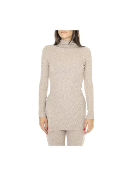 Sweter z golfem Thinking Mu do golfa beżowy