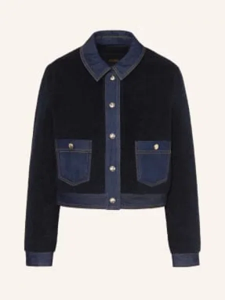 Maje Kurtka Z Sztucznego Futra Z Mieszanką Materiałów blau granatowa