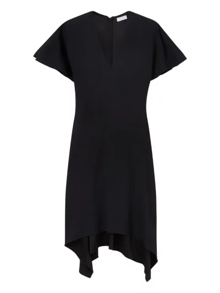 Rochie midi Stella Mccartney din satin cu decolteu în V până la genunchi negru