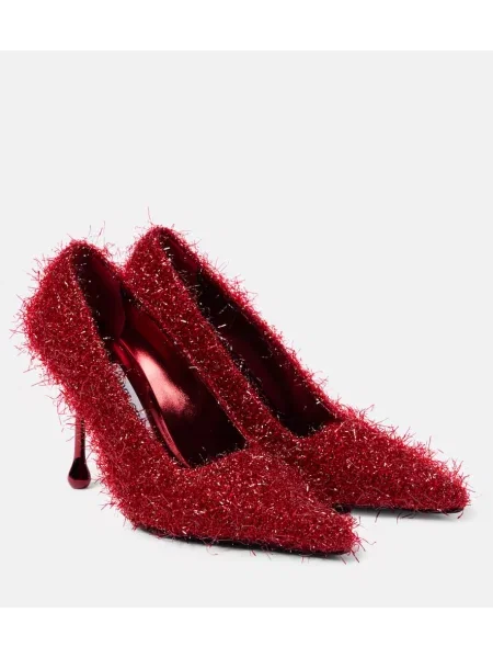 Pantofi cu toc Jimmy Choo de catifea roșu