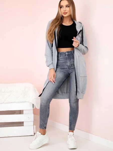 Hanorac cu glugă Kesi cu glugă gri