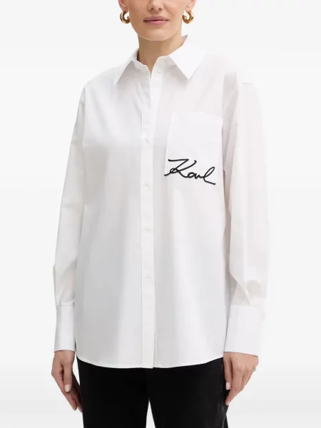 Cămașă Karl Lagerfeld cu broderie alb