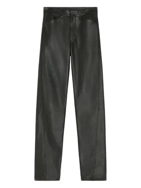 Pantaloni Lemaire din piele cu 5 buzunare negru