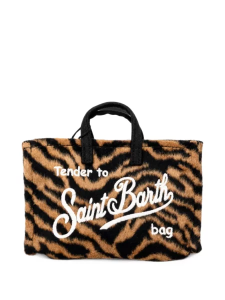 Geantă shopper Mc2 Saint Barth cu imagine cu dungi de tigru maro