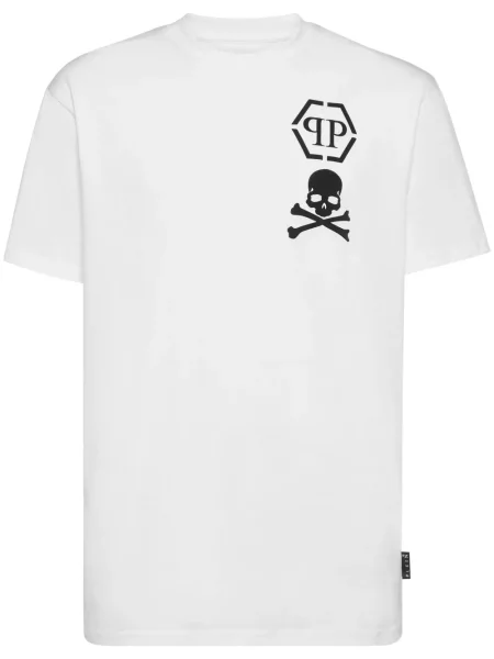 Tricou Philipp Plein cu imagine alb