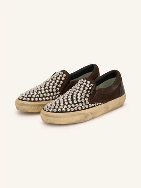 Golden Goose Nazouvací Tenisky Vce S Cvočky tmavě hnědá / stříbrná černá
