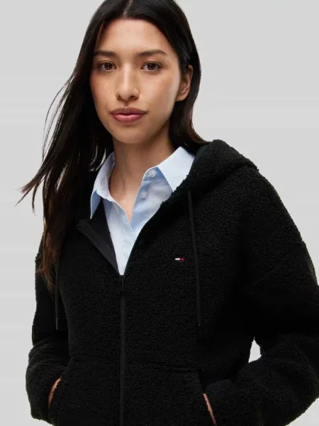 Kurtka teddy o kroju regular fit z zamkiem błyskawicznym Tommy Jeans czarna
