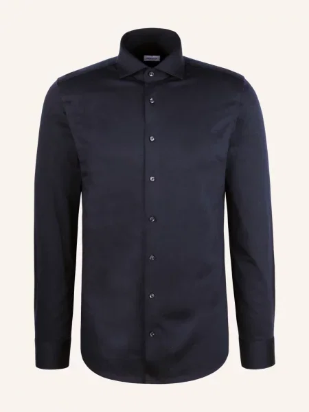 Koszula biznesowa o kroju slim fit z mieszanki bawełny i modalu model Light Spread Kent' Seidensticker granatowa