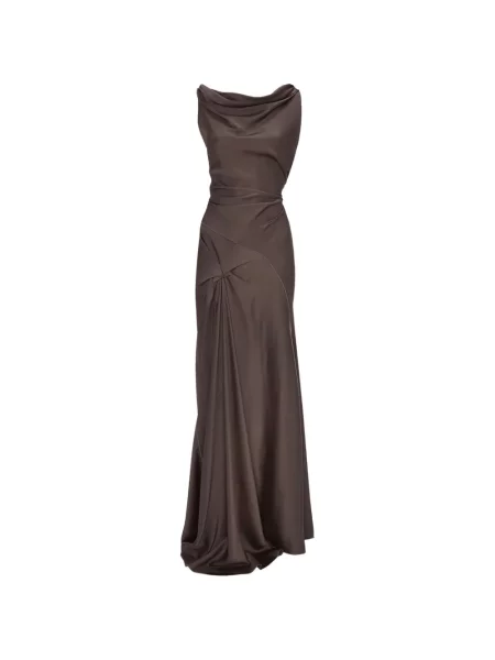 Rochie maxi Victoria Beckham drapată maro